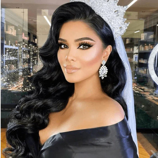 QVR Loose Wave Wedding Hairyle Transparent Wig 13x4 Lace Frontal Virgin Human Hair Wigs