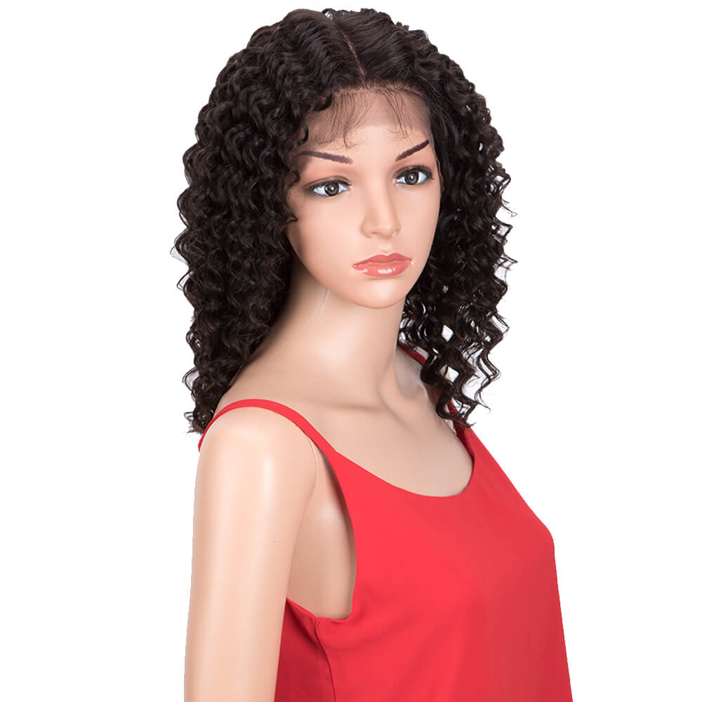 QVR Virgin Human Hair Part Lace Wig Deep Wave Wigs