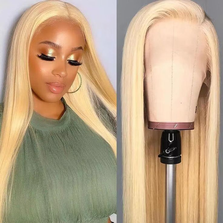 QVR Straight 613 Blonde Color 13x4 Transparent Lace Front Wigs Human Hair