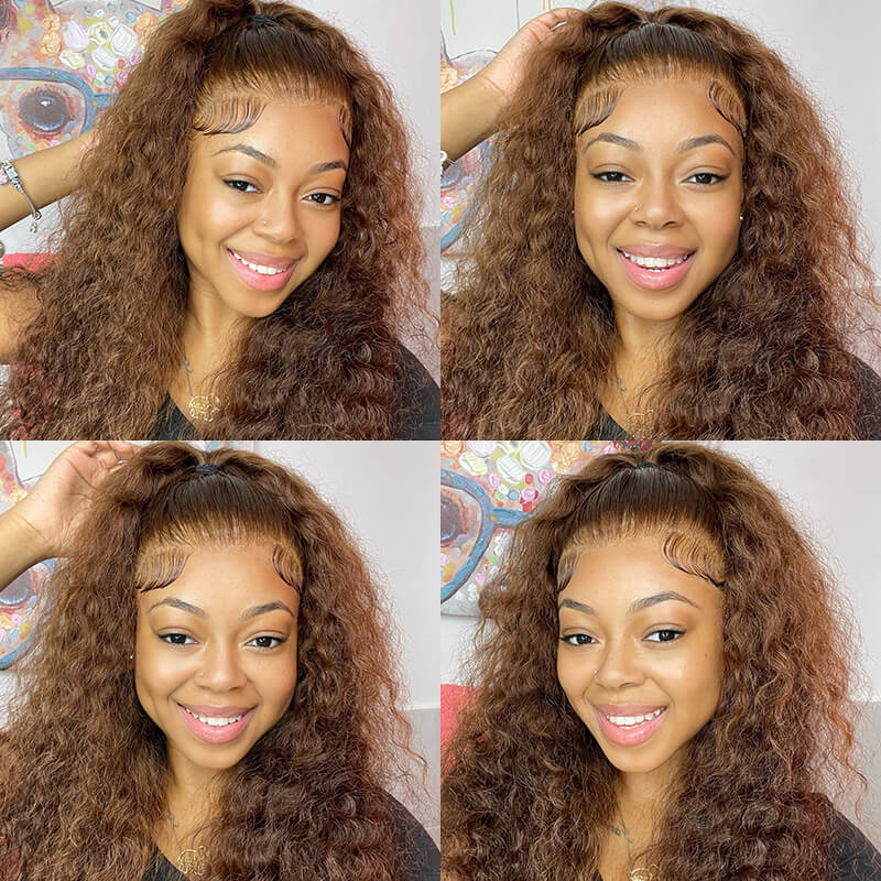 Chestnut Dark Brown Color HD Lace 5x5 Lace Closure Wigs Deep Wave Glueless Wig Pre Plucked 180% Density