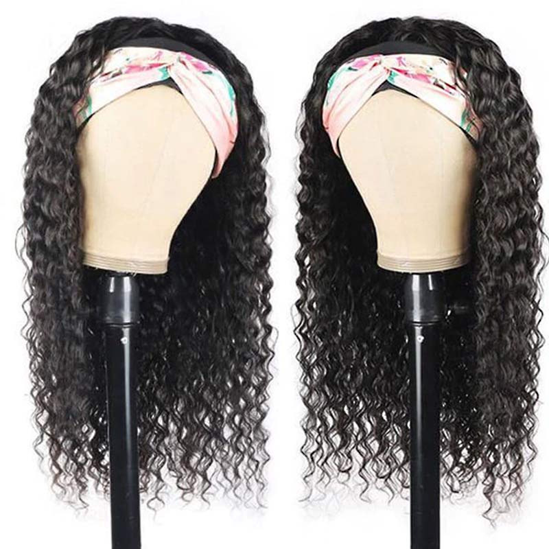 QVR Glueless Deep Wave Headband Wig Human Hair Wear and Go Wigs Natural Looking
