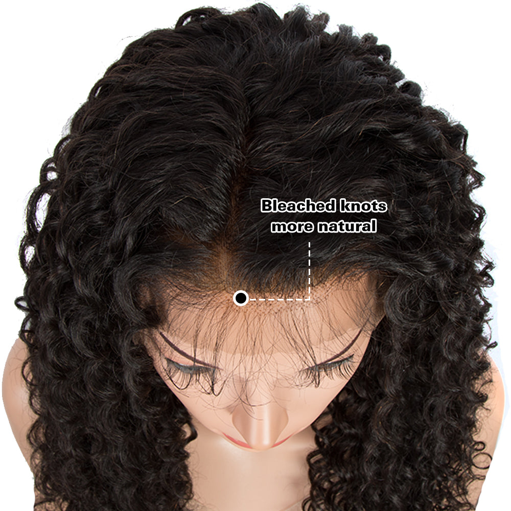 QVR Virgin Human Hair 13x6 Lace Frontal Human Hair Wigs Bleach Knots Deep Curly Wig Invisible Lace Frontal Wigs