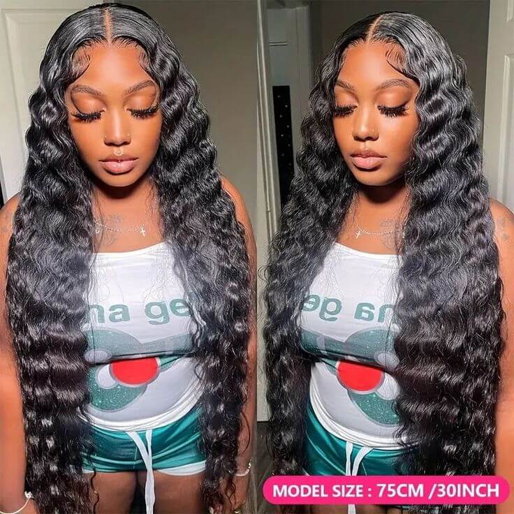 QVR Loose Deep Wave Wig Long Human Hair Wigs 13x4 Lace Front Wigs