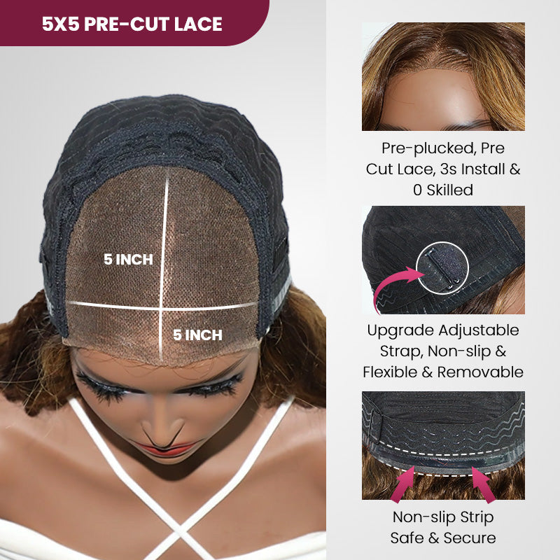 QVR Glueless Pre-cut 13x4 HD Lace Frontal Human Hair Wigs Kinky Curly Wear and Go Wigs