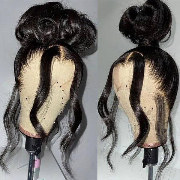 QVR Brazilian Body Wave Full Lace Wig Handmade Natural Black Human Hair Knotless Wigs