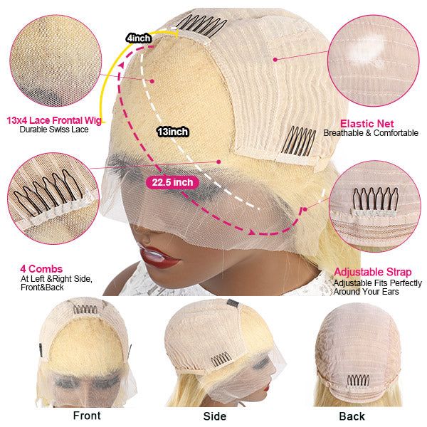 QVR Remy 613 Blonde 13X4 13X6 HD Transparent Lace Front Wig 100% Human Hair Wigs Body Wave Wigs