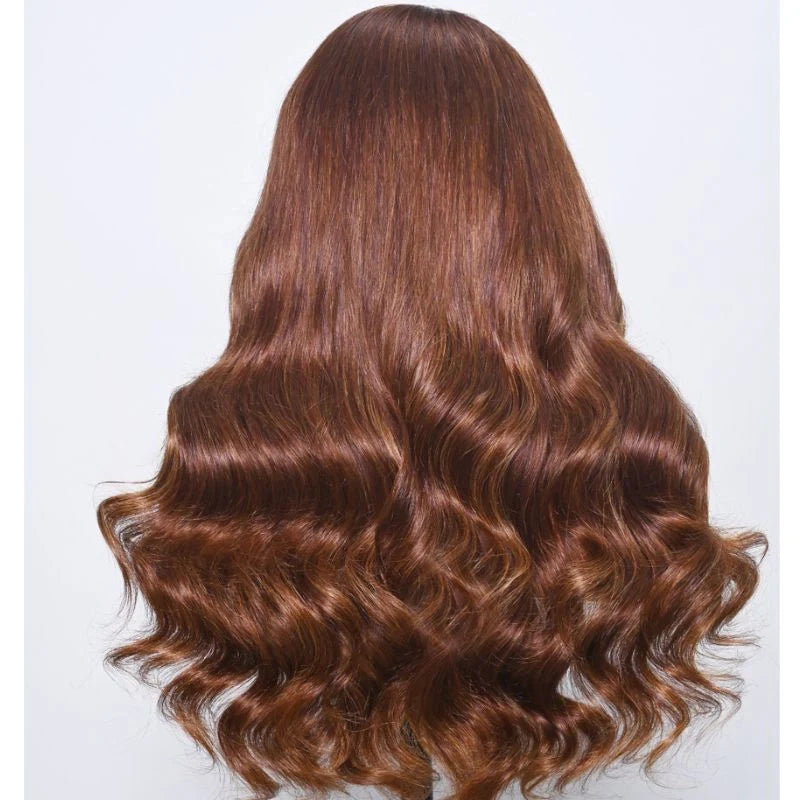 QVR Highlights 13x4 Lace Front Brown Body Wave Wigs Bleached Knots 4x4 Lace Closure Wigs