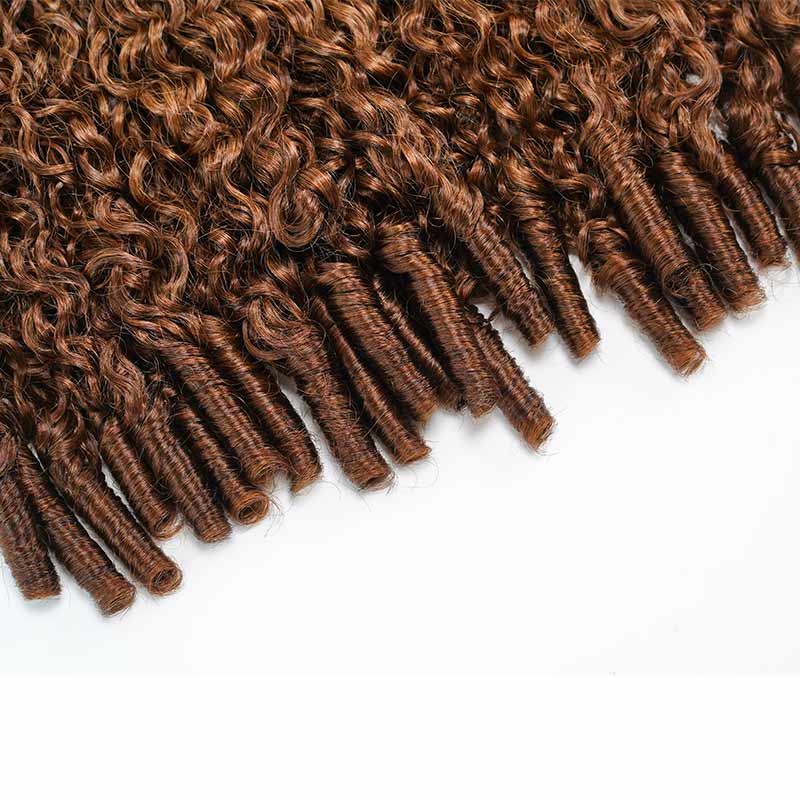 US Only|QVR #T1B/30 Burmese Curly Feather Crochet Human Hair
