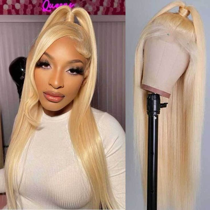 QVR Straight 613 Blonde Color 13x4 Transparent Lace Front Wigs Human Hair