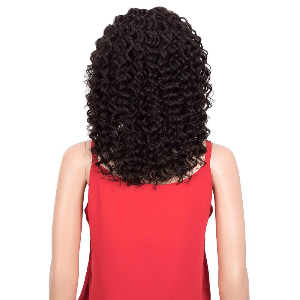 QVR Virgin Human Hair Part Lace Wig Deep Wave Wigs