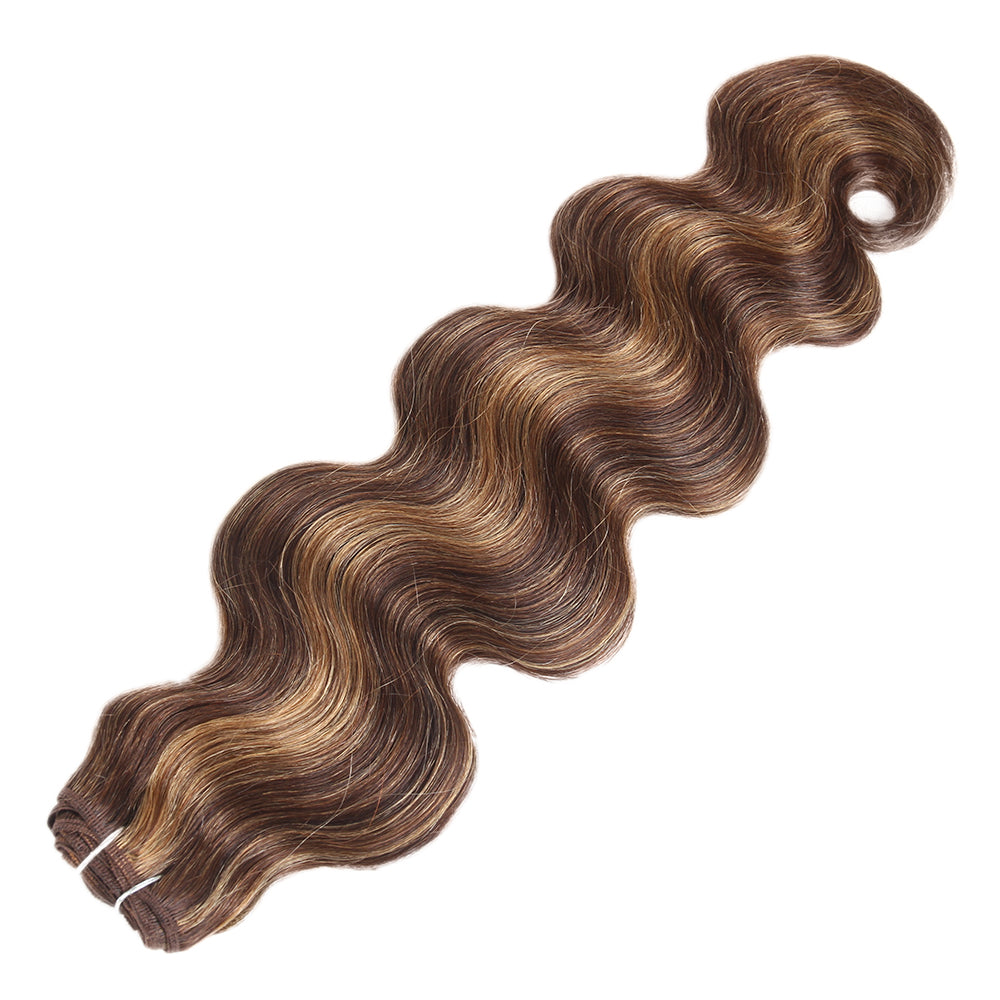 QVR Body Wave Weave 3 Bundles Virgin Human Hair Highlight Piano Brown Blonde Hair Bundles