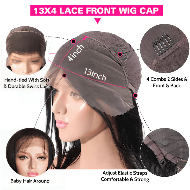 QVR Water Wave Highlight #4/27 Piano Color High Density 13x4 Transparent Lace Front Wigs