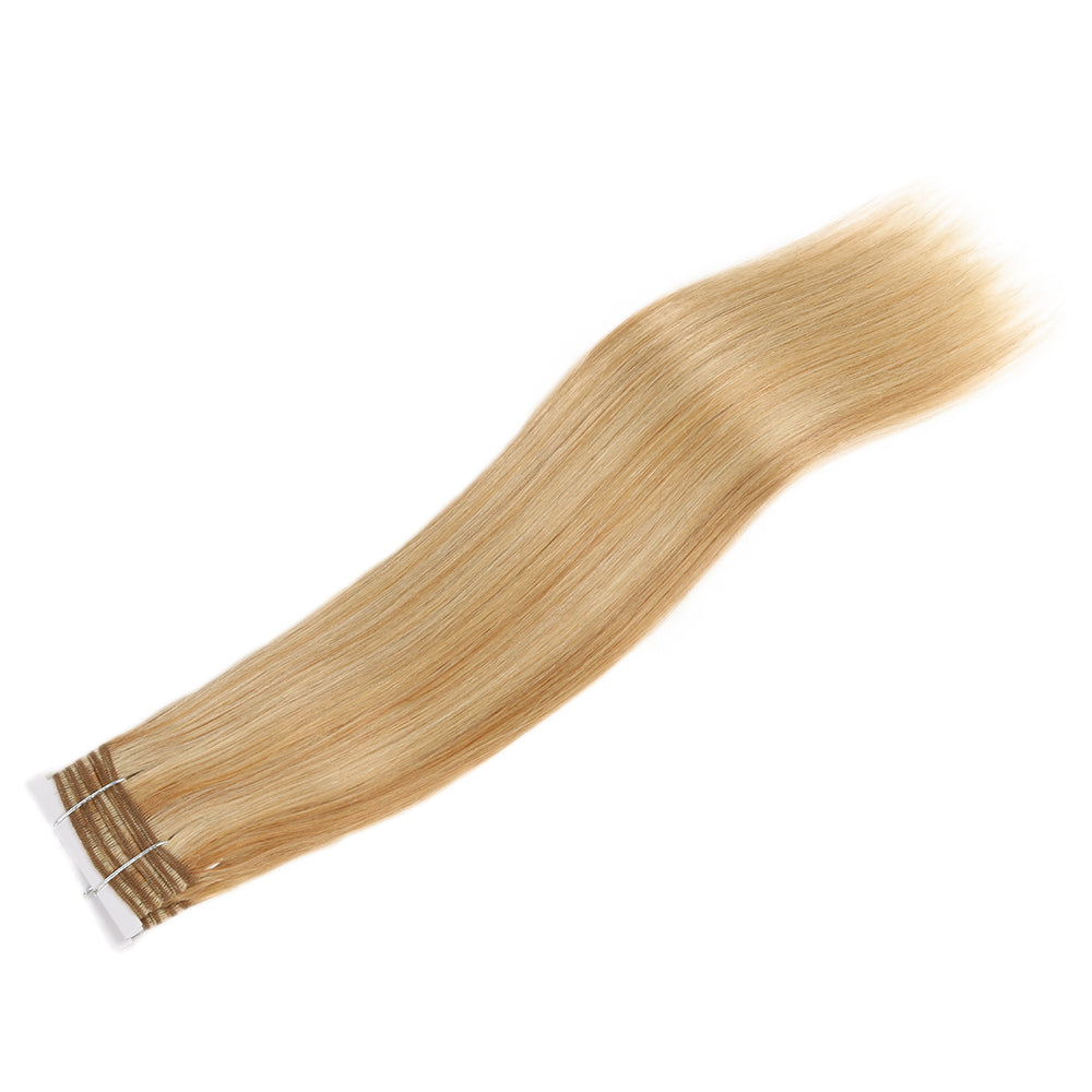 QVR Remy Human Hair 3 Bundles Straight Human Hair Weave Piano Blonde Color 27/613
