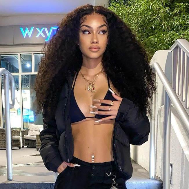 QVR Deep Wave 13x4 Transparent Lace Front Wigs Virgin Human Hair Black Wig