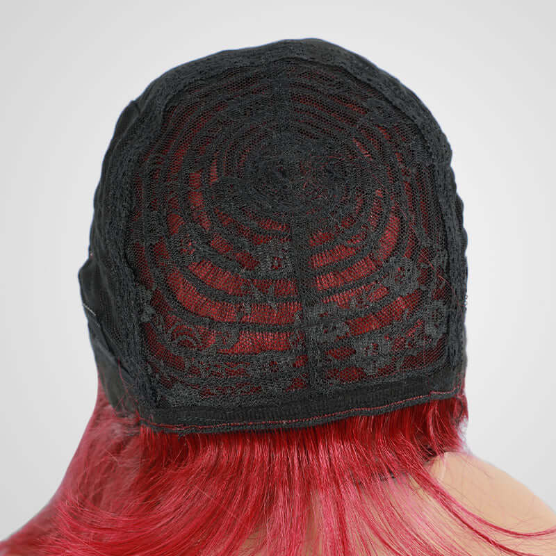 Flash Sale|Burgundy Straight Machine Made Wig With Bang No Lace