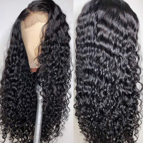 QVR Water Wave Long Wigs 13x4 Lace Front Wigs Human Hair Pre-plucked with Baby Hair