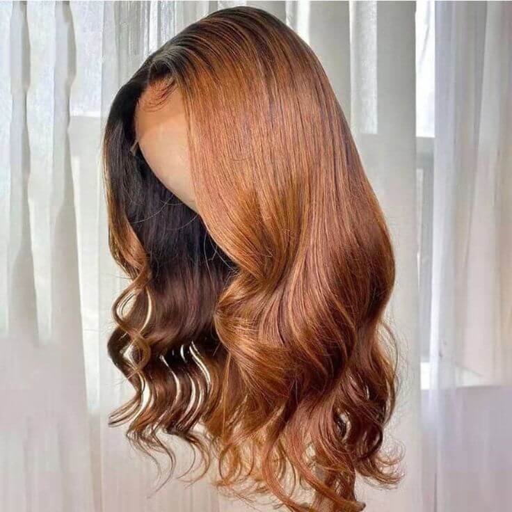 QVR Body Wave Hair 1B/30 Ombre Honey Brown Color Glueless 13x4 Lace Frontal Wig 100% Virgin Human Hair Wigs