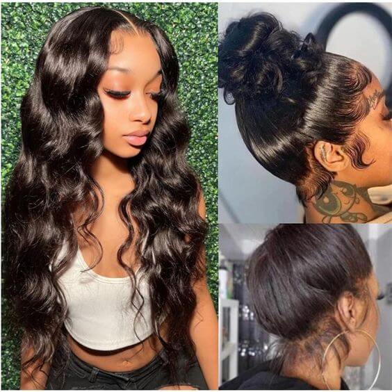 QVR Brazilian Body Wave Full Lace Wig Handmade Natural Black Human Hair Knotless Wigs