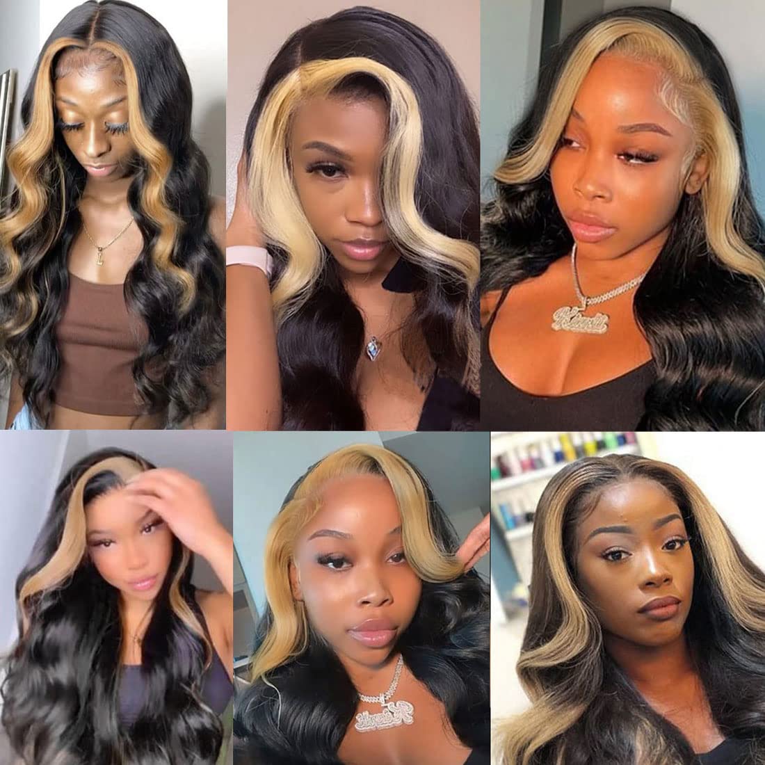 Skunk Stripe Human Hair 3 Bundles with Closure Virgin Human Hair Weave Blonde Closure And Black Hair Bundles Style