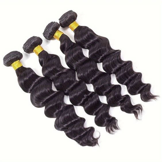 QVR Loose Deep Wave Human Hair Weaves 4 Bundles