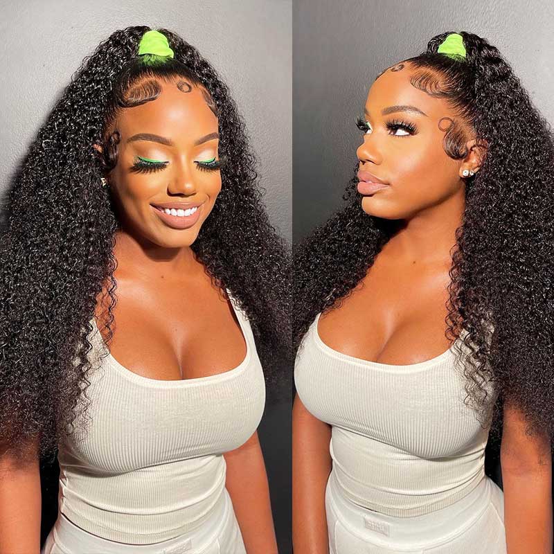 QVR Pre-plucked Undetectable 13x4/4x4/13x6 Transparent Lace Frontal Wig Kinky Curly Human Hair Wig