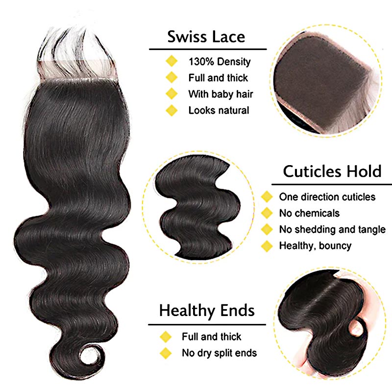 QVR Body Wave Hair Weave 3 Bundles With 4x4 Lace Closure Best Virgin Human Hair
