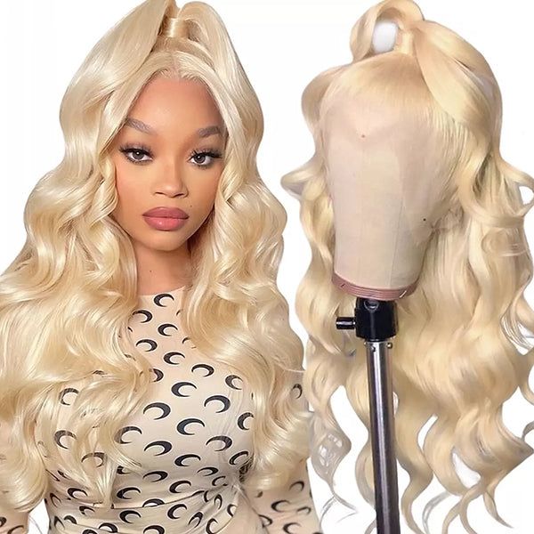 QVR #613 Blonde Body Wave Full Lace Wig Handmade Natural Black Human Hair Knotless Wigs