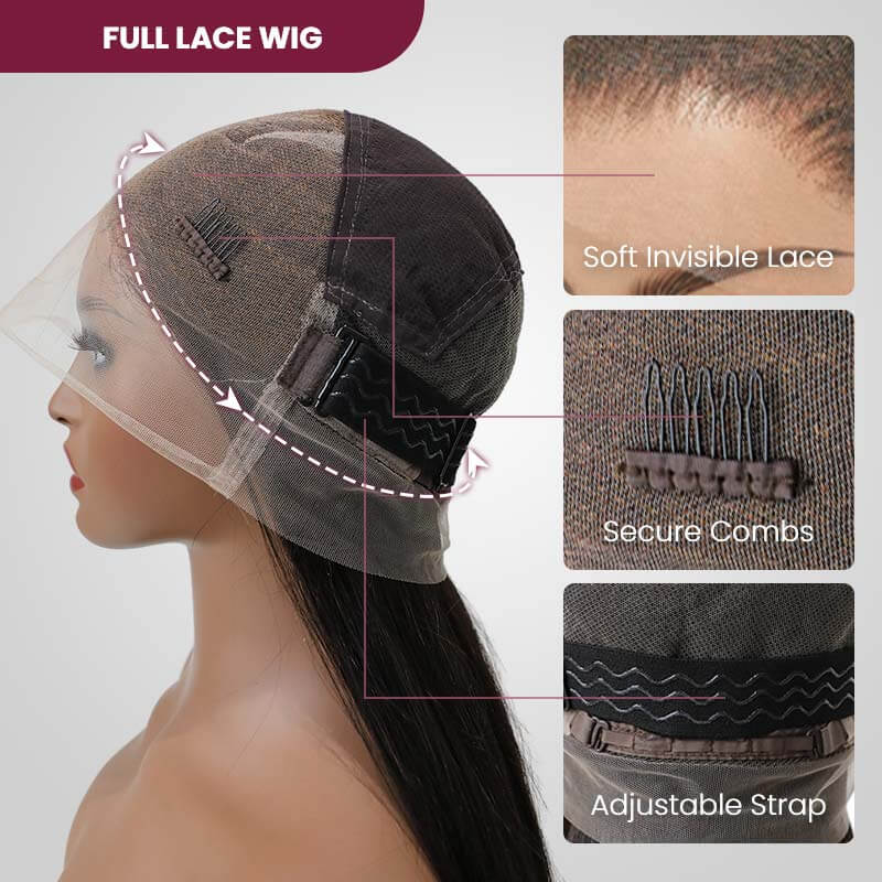 QVR #FB30 Body Wave Full Lace Wig Handmade Highlights Human Hair Knotless Wigs
