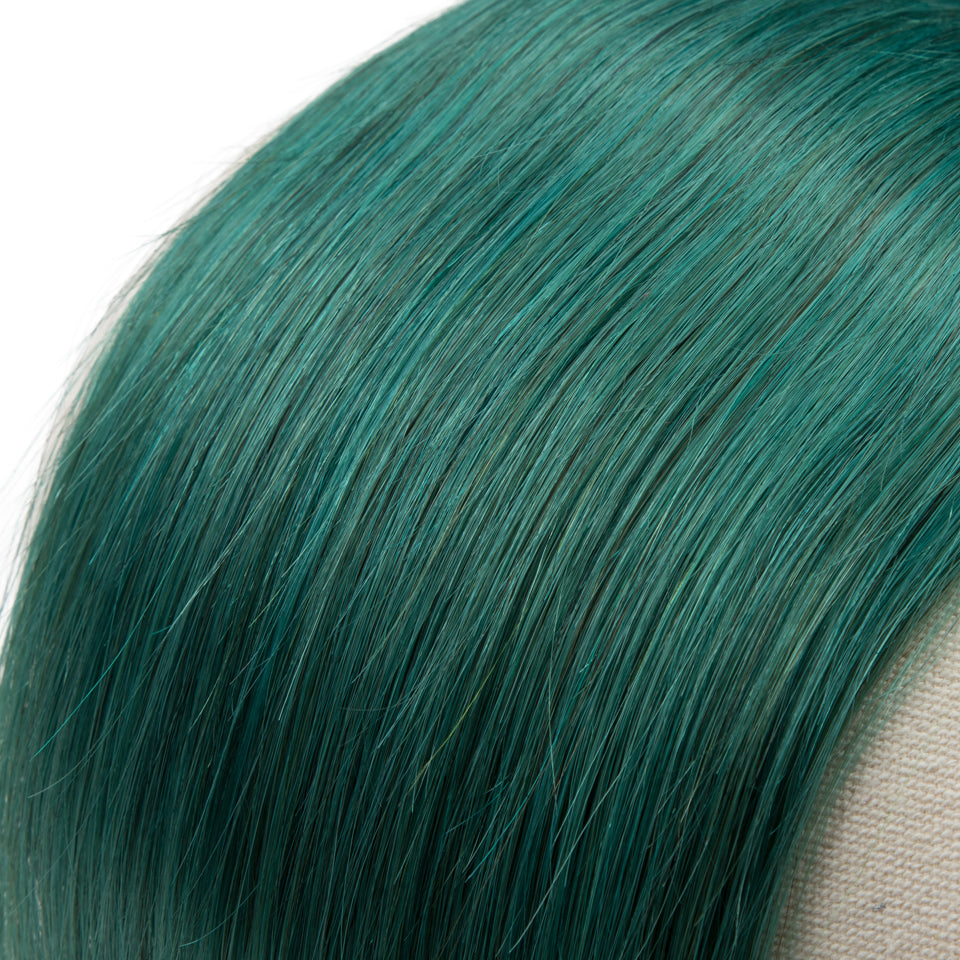 Queen Remy Human Hair 3 Bundles Straight Hair Weave Jade Green Color