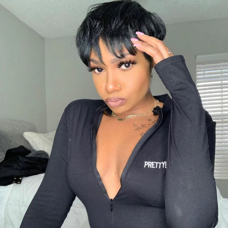QVR Boss Pixie Cut Wigs Human Hair Short Wigs For Women