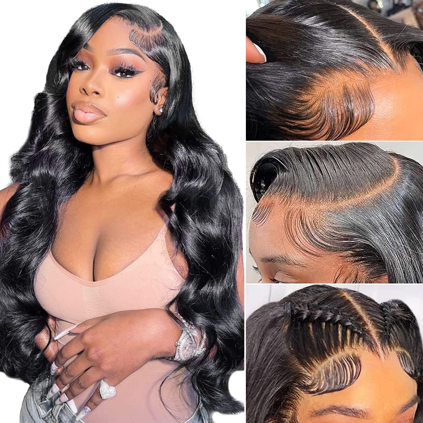 QVR Real Glueless Body Wave 13x4 HD Lace Frontal Human Hair Wigs HD 5x5 Lace Closure Wigs