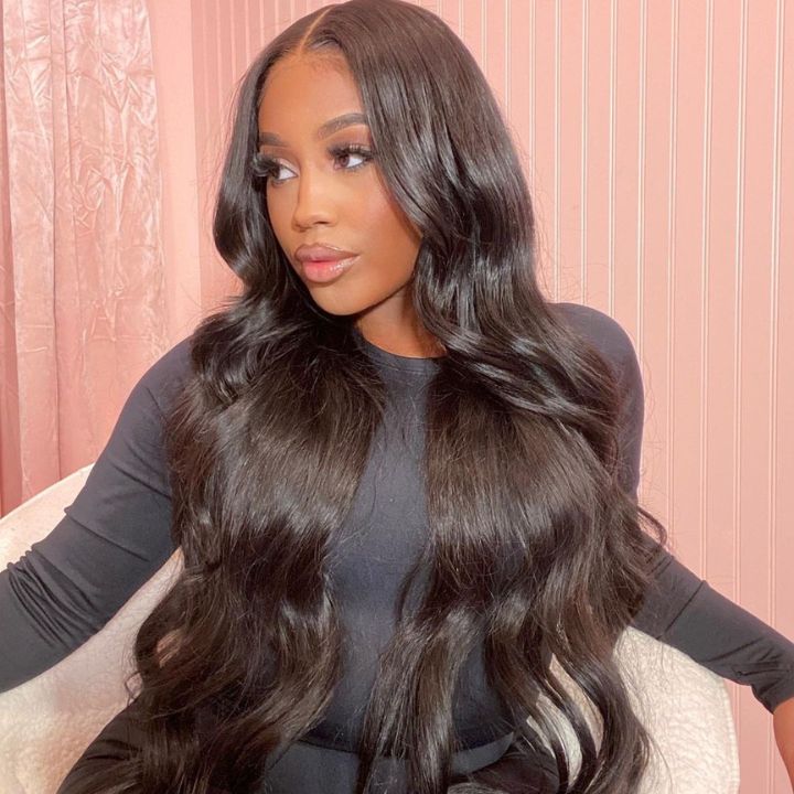 QVR Body Wave 13x6 Lace Frontal Wigs Human Hair Black Wigs Bleach Knots For Women