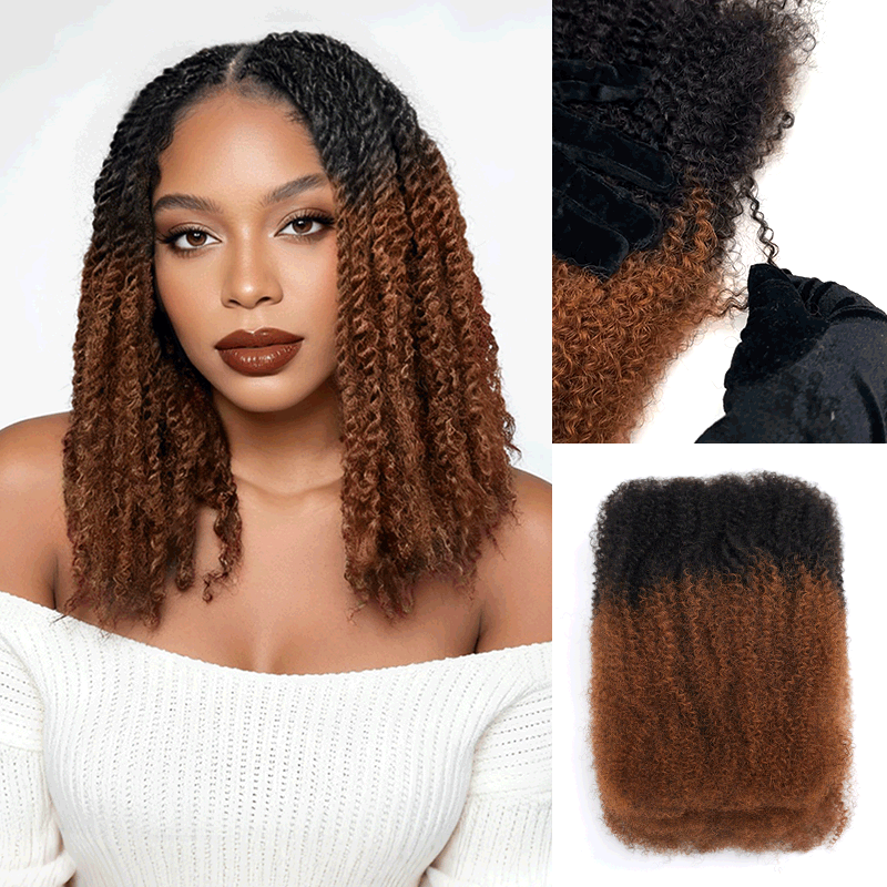 MATCH SALE|QVR #T1B/30 Afro kinky Bulk Human Hair