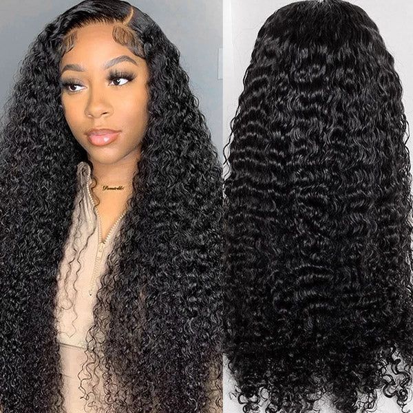 QVR Glueless 13x4 HD Lace Frontal Wig Deep Wave Invisible HD Lace Human Hair Wigs