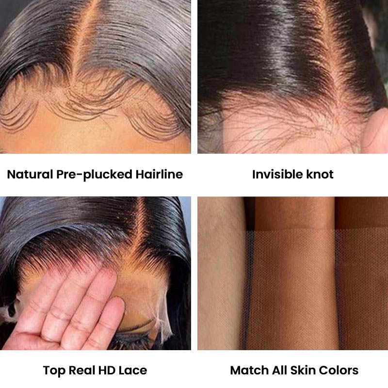 QVR Glueless 4x4 HD Lace Closure Wig Body Wave Ultra-thin 13x4 HD Lace Frontal Wig Pre-plucked