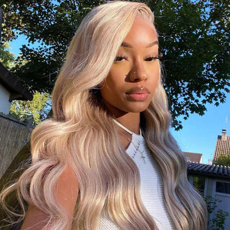 QVR #P10/613 Straight & Body Wave 13x4 Lace Front Wigs Blonde Wig With Brown Highlights Wigs 210% Density