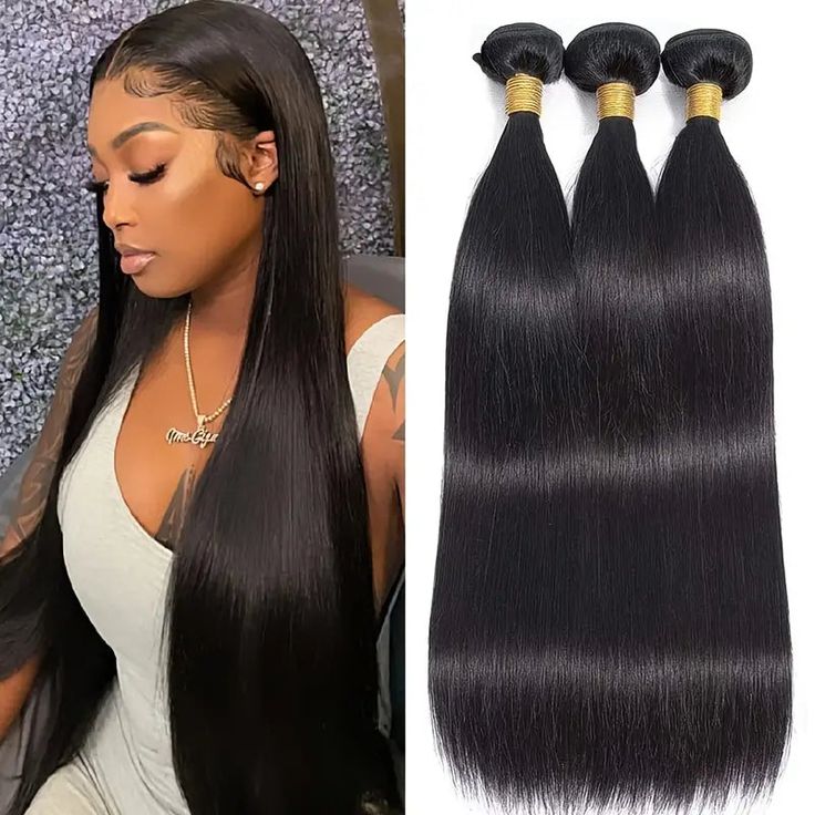 QVR Remy Human Hair 3 Bundles Straight Hair Natural Color
