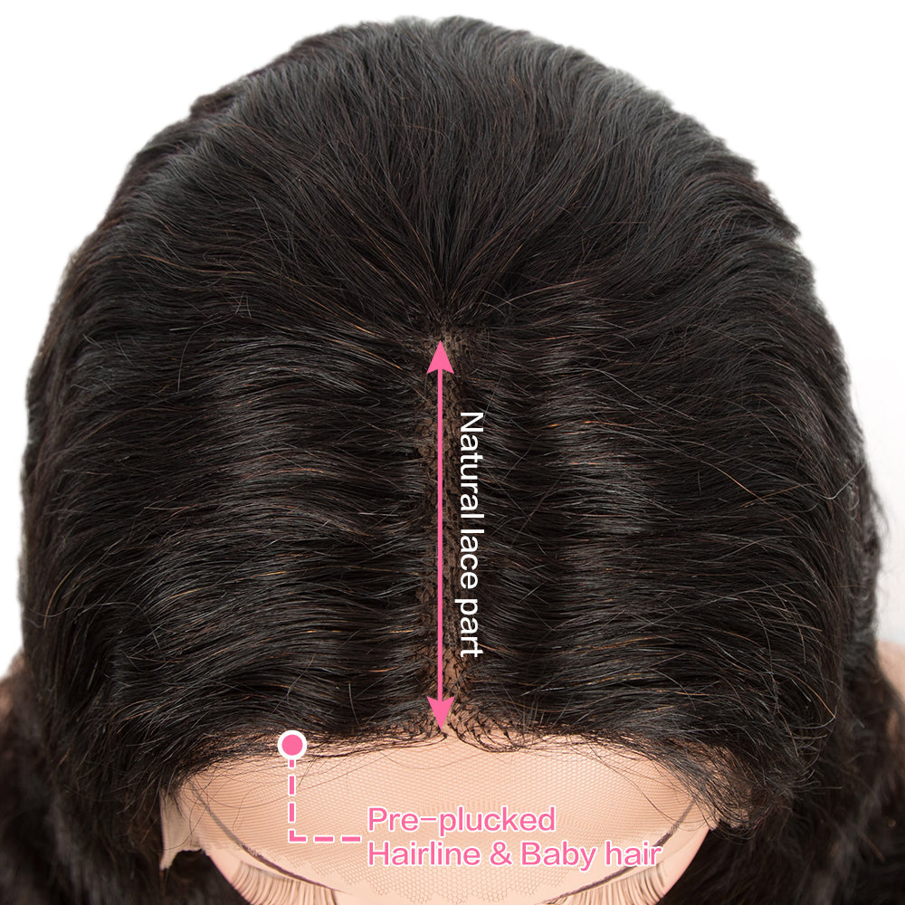 QVR 4X1 T Lace Human Hair Wigs Body Wave Hair Lace Front Wig Pre-plucked Hairline with Baby Hair Wigs Natural  Black Color