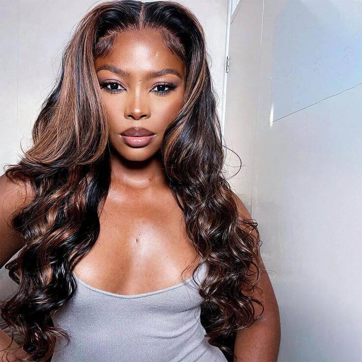 QVR Glueless Wig Highlight P1B/30 Body Wave 13x4 Lace Frontal Wigs Human Hair Wig For Black Women