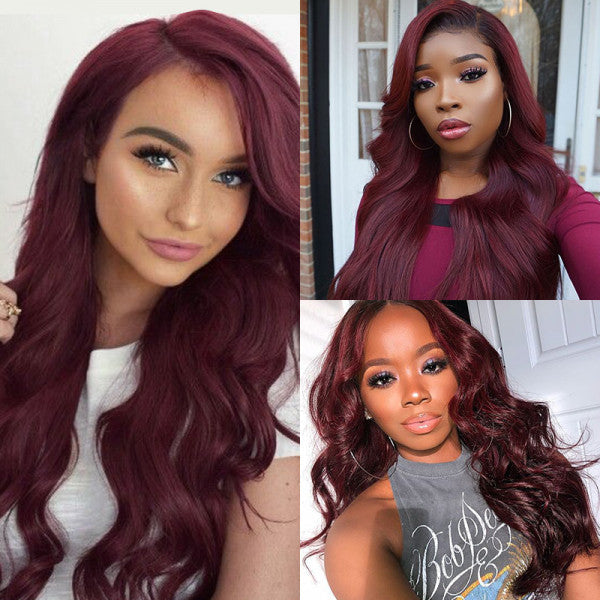 QVR 5x5/13X4 Lace Frontal 99J Burgundy Red Wig Body Wave Human Hair Wigs Affordable Price