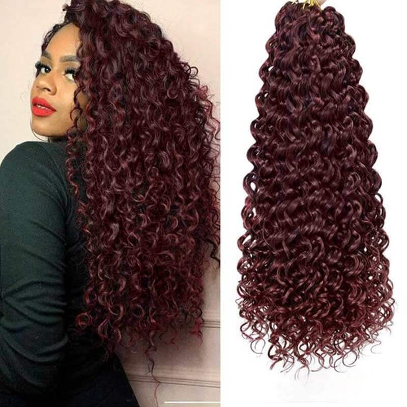 QVR 1 Pack Muti-Color Deep Wave Handmade Feather Crochet Braid Human Hair Extensions