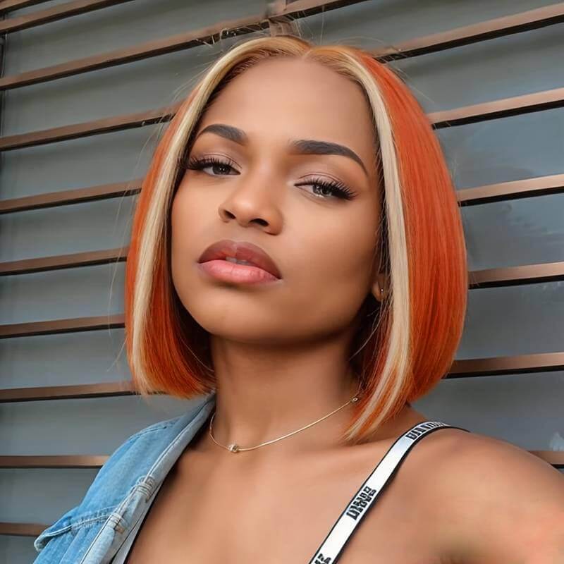 Flash Sale|Ombre Orange/613 Straight T Lace Bob Wig