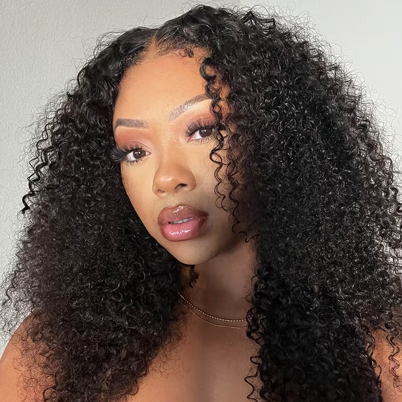 QVR Pre-plucked Undetectable 13x4/4x4/13x6 Transparent Lace Frontal Wig Kinky Curly Human Hair Wig