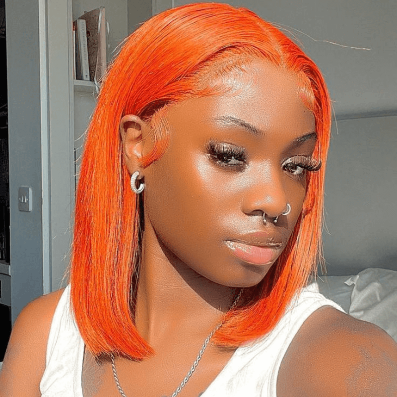 Flash Sale|Orange Straight T Lace Bob Wig