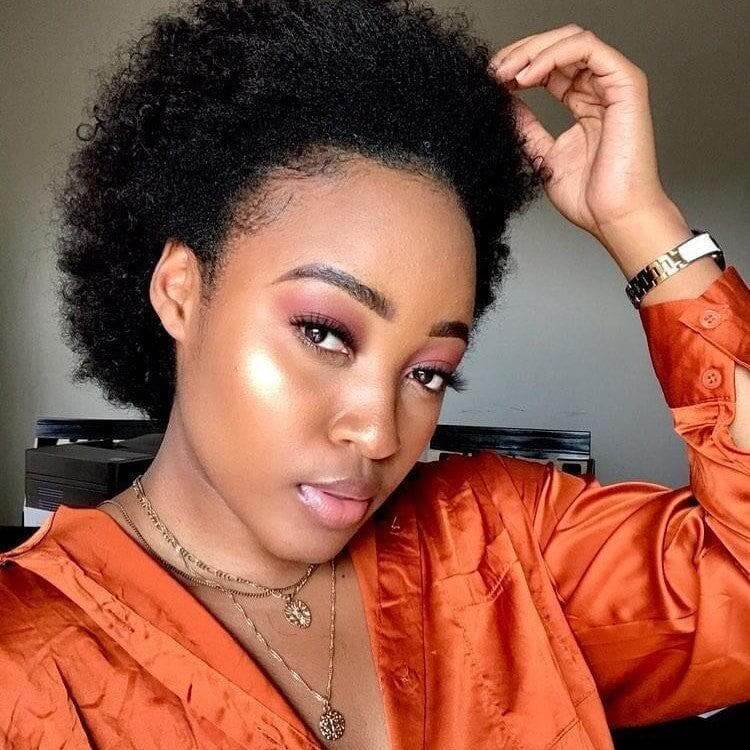 QVR Natural Afro Glueless Human Hair Short Wigs For Black Women