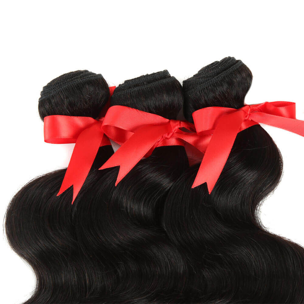 QVR Body Wave Bundles With Closure Virgin Brazilian Hair Weave 3 Bundles With Closure Natural Color 40