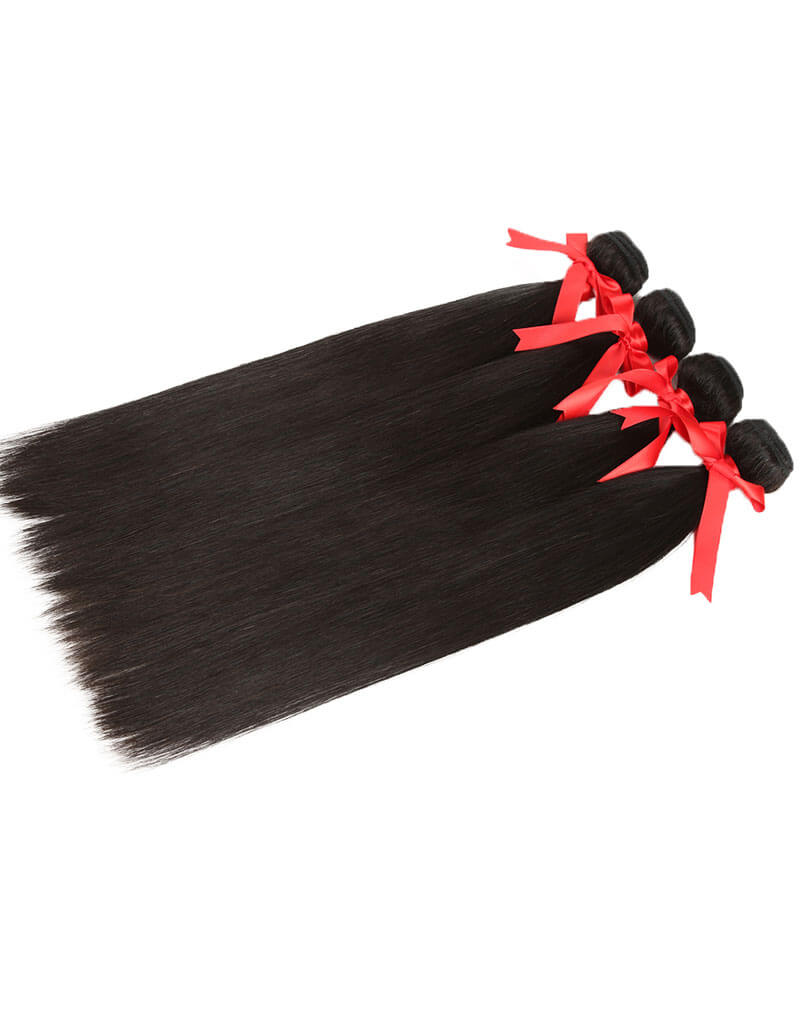 QVR Brazilian Hair Bundles Virgin Human Hair Straight Hair 4 Bundles Natural Color