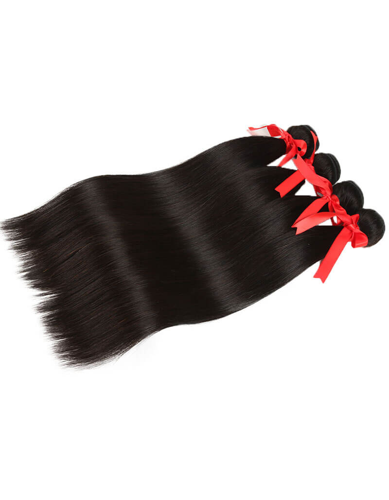 QVR Brazilian Hair Bundles Virgin Human Hair Straight Hair 4 Bundles Natural Color