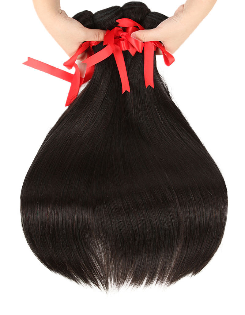 QVR Brazilian Hair Bundles Virgin Human Hair Straight Hair 4 Bundles Natural Color