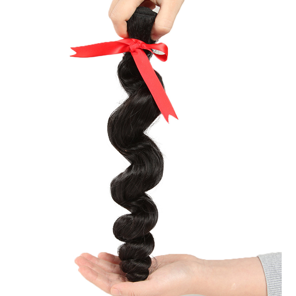 QVR Brazilian Hair Bundles Virgin Human Hair Loose Wave 3 Bundles Natural Color